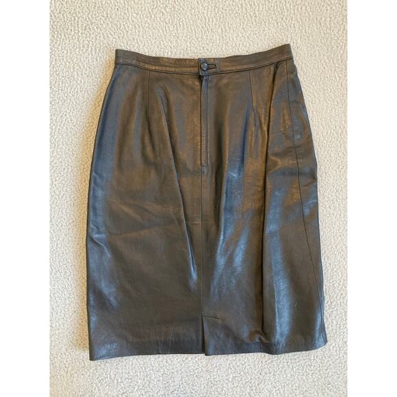 Lucia Marino Leather Skirt XS Small Made In Italy Pencil Knee Old Money Luxury - Picture 3 of 12